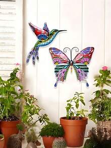 2D Acrylic Outdoor Garden Wall Sticker - Sunlight Catcher Outdoor Decor - Butterfly & Hummingbird Fence Decor, Wall Decor, Patio Decor, Fence & Garden Wall Colorful Gardening Sticker - Colorful - View 8