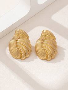 1 Pair Versatile Retro Geometric Stud Earrings - Golden - View 2
