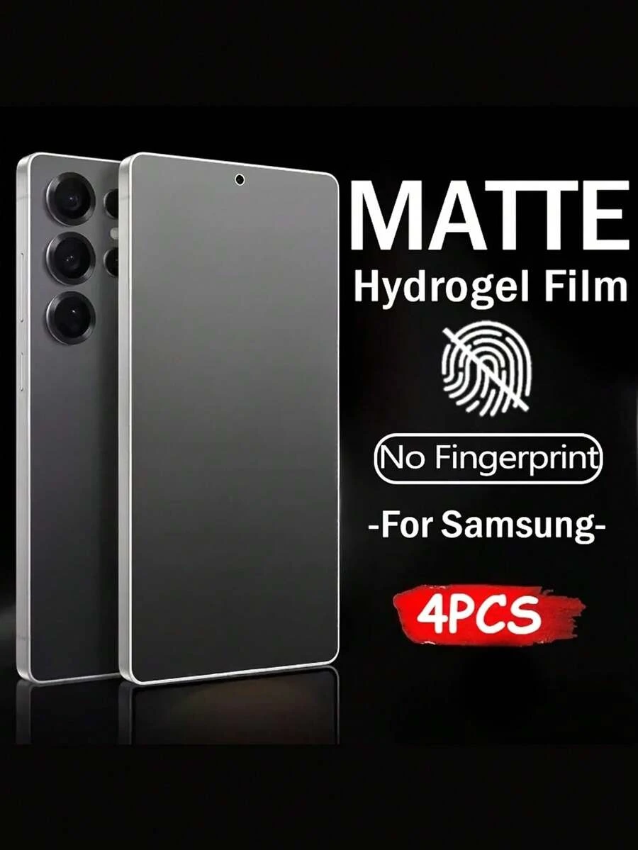 4pcs Full Coverage Matte Hydrogel Film Compatible With Samsung Galaxy S26 S25 Ultra S26 S25 S24 S23 S22 S21 S20 S10 Plus FE S25 Edge Note 10 20 S23+,Soft Screen Protector Film, Anti-Fingerprint,Anti-Scratch,Case Friendly,Easy To Install,Bubble Free - Clear - View 1