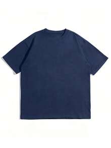 FRACTYR 男士夏季休闲街头时尚宽松复古赛车车库反光印花设计宽松圆领短袖休闲T恤 - 寶藍色 - 查看 5