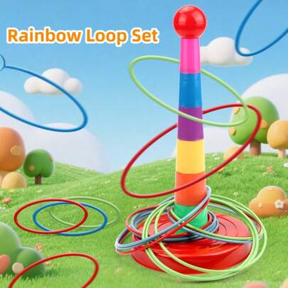 Ring Toss Game Set, Fun Stacking Rings For Birthday Party, Indoor/Outdoor Interactive Hoops Competition Game