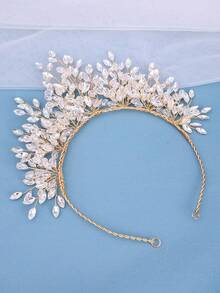 1件优雅水晶水钻发箍，浪漫新娘婚礼发饰，时尚女士派对活动头饰 - 彩色 - 查看 16