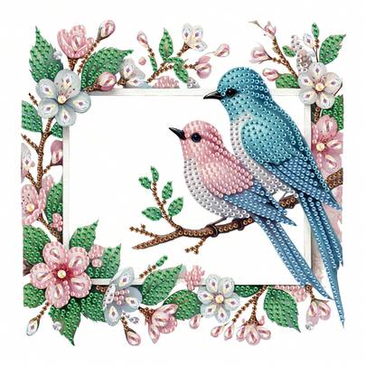1 قطعة إطار فني لوحة الماس 5D، تصميم إبداعي للطيور والزهور، إطار صورة أكريليك لديكور المنزل مع حامل، مجموعة إطار فني الماس 5D لديكور غرفة المعيشة أو المكتب أو طاولة الطعام - مناسب كهدية عيد ميلاد أو مناسبة عطلة للعائلة والأصدقاء