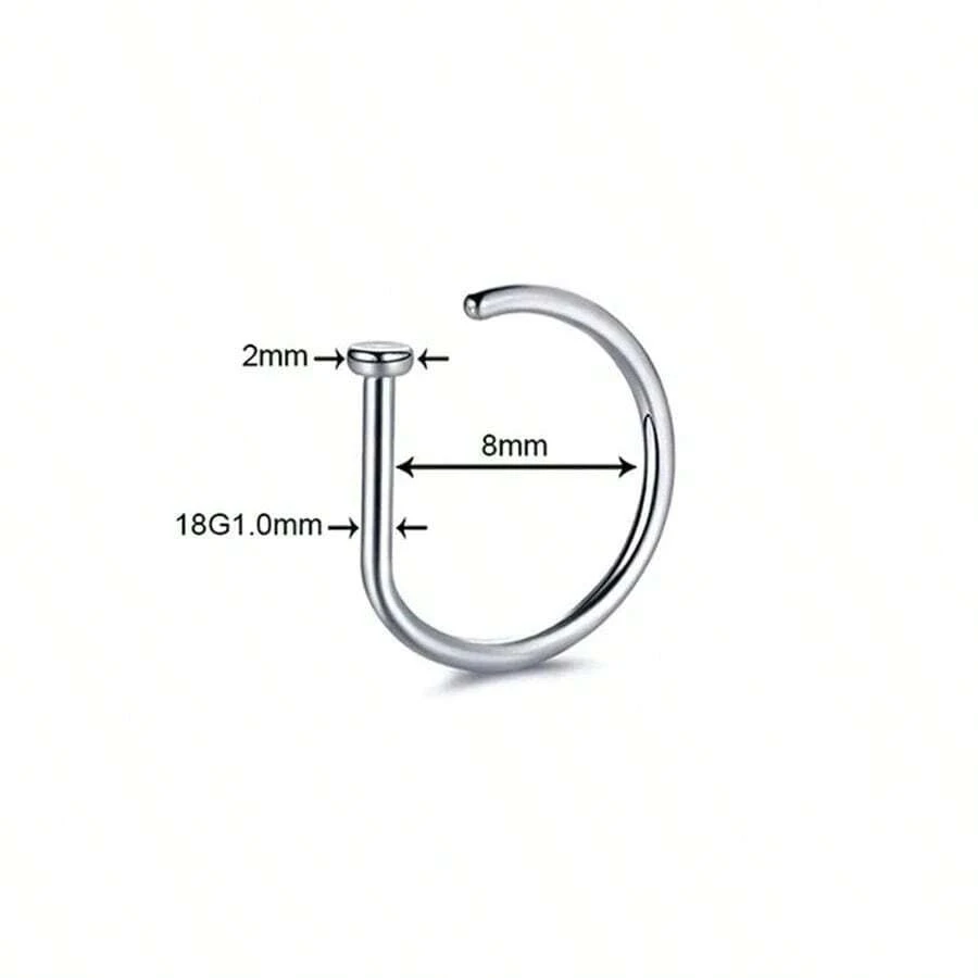 3Pcs Women Men Fake Piercing Nose Ring Fashion D-Shape Punk Non Piercing Nose Clip Stainless Steel Perforation Septum Body Jewelry - 3 chiếc - màu bạc - Xem 1