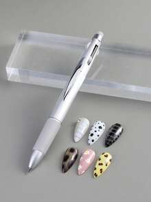 1 Stück 5-in-1 Nail Art Punktierstift, druckempfindliches Punktierwerkzeug für Farbverläufe, Streifen, Punkten, Glitternagel-Kunst, multifunktionales DIY Nail Art Werkzeug geeignet für Anfänger und Profis - Silber - Übersicht 2