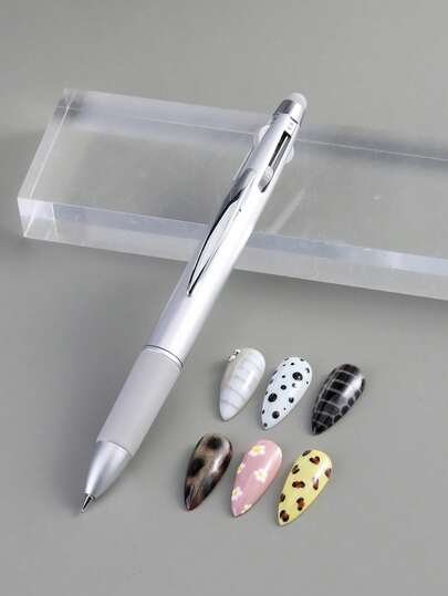 1 pieza Bolígrafo de arte de uñas 5 en 1, herramienta de punteado sensible a la presión para degradado, rayado, punteado, arte de uñas con purpurina, herramienta de arte de uñas multifuncional DIY adecuada para principiantes y profesionales