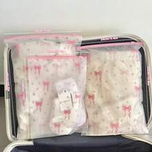 50个透明磨砂拉链收纳袋，礼品包装袋，服装包装袋，自封式收纳袋，加厚防水塑料袋，粉色蝴蝶结图案包装袋，可重复使用自封式包装袋，旅行包装收纳袋，适用于节日、学校、宿舍、办公室、交通运输和邮寄，生日、婚礼、派对礼品包装 - 包裝袋 - 查看 4