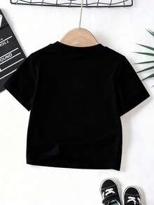 Disney Black Background Cars Lightning McQueen Number 95 Print Kids' Short Sleeve T-Shirt - Playful And Cool Racing Style Top - Black - View 4