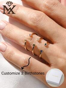 1 Anillo de piedra natal personalizado y a medida, un anillo de promesa simple, ideal como regalo de pareja, regalo de cumpleaños o regalo de Navidad. - Multicolor - Ver 1