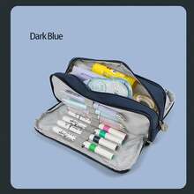 Minimalist High-Quality New Middle School Student Large Capacity Stationery Pencil Case, Ins Japanese Style Stationery Box - 1pc Black - View 8