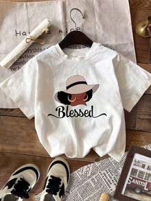 Graphic T-Shirt With Figures And Letters - 白色 - 查看 6