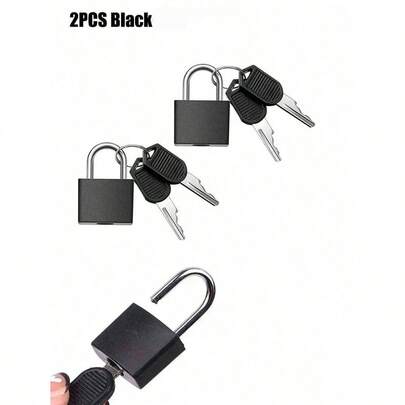 2pcs Metal Padlocks With Keys, Portable Luggage Locks, Mini Travel Locks: Suitable For School, Gym And Travel - Metal Locks, Mini Glossy Zinc Alloy Padlocks - Durable, Anti-Theft Lock Set For Protecting Luggage, Bags, Doors, Small Padlocks, Suitcases And Backpacks