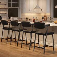 Respaldo de cuero negro - Juego de 4 piezas