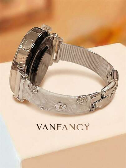 Dây đeo đồng hồ kim loại tráng men họa tiết hoa 18mm, 20mm, 22mm - Dây đeo thay thế thời trang, tương thích với Samsung Galaxy Watch 6 5 4 40mm 44mm, Galaxy Watch 5 Pro, Galaxy Active 2, Watch 6 4, GT4 GT3 GT2 Pro - Thoải mái, phong cách nữ