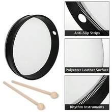 4-Inch, 6-Inch, 8-Inch, 10-Inch, 12-Inch Hand Drum, Orff Musical Instrument, Performance Instrument, Educational Tool, Lacquered Imitation Leather Hand Drum - Wood - View 5