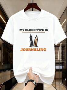 Camiseta de algodón premium con estampado "Diary Writer", corte holgado, estilo hip-hop urbano y estampado gráfico único. - Blanco - Ver 2