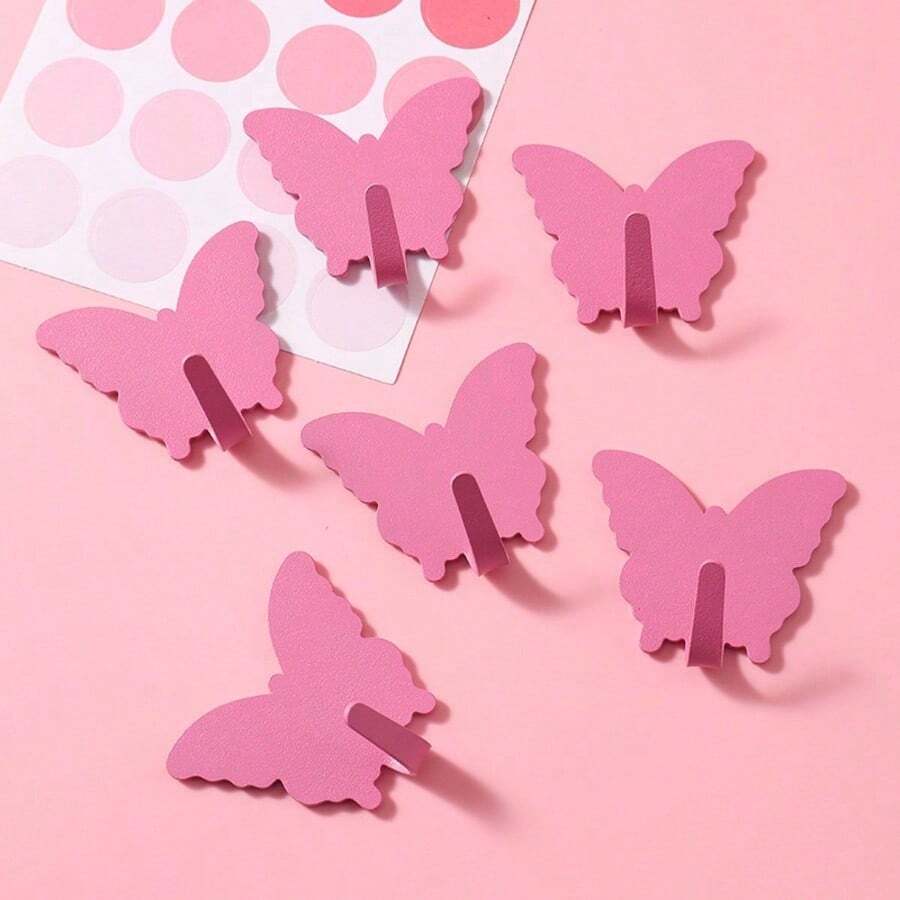 5PCS/10PCS/3PCS Butterfly-Shaped Stainless Steel Hooks - Strong Adhesive Wall Hooks, No Drilling Required, Suitable For Dorms And Bathrooms, Essential Room Decor, Key Rack, Floating Shelf, Storage Rack, Christmas Decorations, Hooks, Door Hangers, Bedroom, Clothes Rack Wall Key Hooks - Multicolor - View 1