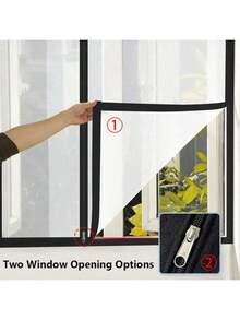 黑色，尺寸可定制，带拉链的纱窗，自粘拉链，防蚊纱帘，四季皆宜 - A - 查看 5