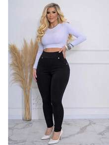 Women's Leggings, Thick Fabric, Shaping Effect, Butt-Lifting, Eyelets At The Back, Zero Transparency, Gym/Fitness - 黑色 - 查看 4