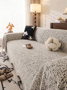 1件波西米亚风沙发毯，流苏沙发套，宠物防抓沙发保护套，可机洗家居装饰，适用于L型组合沙发和1/2/3/4座沙发（单独出售） - 米色 - 查看 3