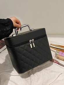 Túi đựng mỹ phẩm cầm tay đa năng, tích hợp gương, ngăn đựng cọ trang điểm, thiết kế thêu hình thoi cao cấp, túi đựng mỹ phẩm thời trang phong cách Bohemian INS, đựng đồ trang điểm, chăm sóc da, đồ dùng vệ sinh cá nhân và cọ trang điểm, dung tích lớn, miệng rộng dễ lấy đồ. - Nhiều màu - Xem 10