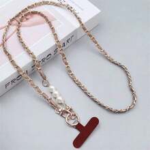 1条珍珠皮革肩带，女士手机壳挂链，小蜜蜂斜挎链，长款手机挂带，包带，含夹子，适合旅行 - 彩色 - 查看 16