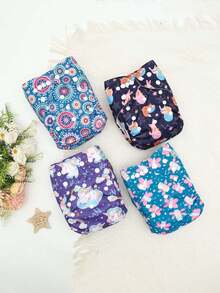 ALVABABY 4/6pcs Reusable & Washable Baby Cloth Diapers, Multiple Colors & Patterns Available, Skin-Friendly, Leak-Proof, Breathable, Suitable For Baby Boys & Girls - Multicolor - View 5
