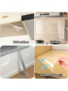 Large Roll Transparent Protective Film, Static Cling Removable, Suitable For Cabinet And Wall Covering | Washable Wallpaper, Ideal Choice For Countertops/Wooden Surfaces, Desks, Seamless Covering Materials, Cabinet Protection, Countertop Covering, Modern Decor, Cleanable Surface, Durable Vinyl, One-Time Application Thin Film, Home Decorators, Office Wall Decor - Transparent - View 6