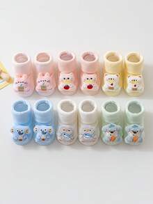 2 Pairs 2026 Spring A-Class Cotton Cartoon Baby Socks, Soft & Skin-Friendly Newborn Infant Rattle Socks - Multicolor - View 3