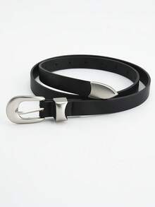 1条复古银色扣环休闲真皮腰带，简约风格，适合搭配牛仔裤 - 腰帶 - 查看 6