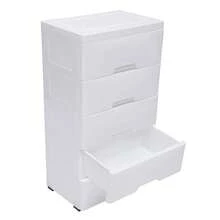 Plastic Drawers Dresser Storage Cabinet, 5 Drawer Stackable Vertical Clothes Storage Tower, Bedroom Tall Small Chest Closet, Organizer Unit For Hallway Entryway, Home Furniture - 白色 - 查看 11