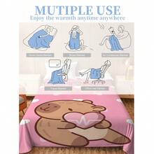 1pc Customizable Capybara Blanket - Soft, Comfortable, Warm Personalized Blanket Suitable For Home, Office Or Camping - Perfect Gift For Family And Friends, Customized Blanket - Multicolor - View 6