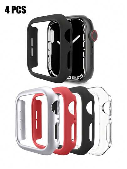 4pcs Fashion Casual PC Hollow Shockproof Protective Case Suitable For Apple Watch 40/41/42/44/45/46/49mm Series Ultra/SE/11/10/9/8/7/6/5/4 Smartwatch Accessories, Unisex