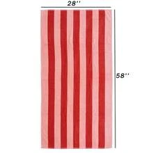 Toalla de playa a rayas de cabana, 58" X 28", rosa y rojo - Por defecto - Ver 2