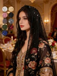 1 chiếc khăn bandana nữ, khăn choàng nhẹ màu trơn đính sequin, khăn trùm đầu, khăn quấn đầu kiểu Trung Đông, khăn choàng trang trí, khăn che nắng đi biển, thích hợp sử dụng hàng ngày và đi nghỉ mát. - Nhiều màu - Xem 13