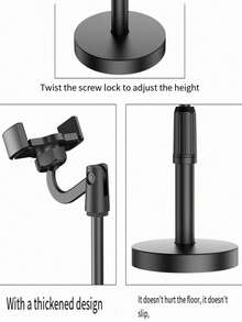 Adjustable 360° Rotatable Desk Phone Stand, Suitable For 4-10 Inch Smartphones, Desktop Phone Holder, Office Desk Accessory, Home Christmas Decor, Christmas Gift, Study Supplies - Black - View 6