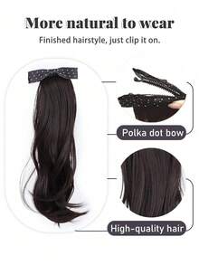 38厘米女士合成纤维马尾假发，高品质合成纤维发夹，蓬松丰盈的编织假发 - 彩色 - 查看 3