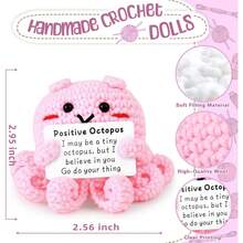 手工制作的粉色章鱼羊毛针织品，附赠一张励志留言卡，是一份鼓励人心的礼物，适合送给女性、男性、男朋友、女朋友、妻子或丈夫。 - 彩色 - 查看 2
