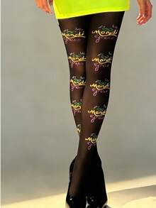 WZ-W7 时尚字母印花连裤袜 - 彩色 - 查看 2