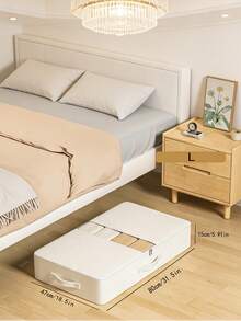 1pc Thick Foldable Storage Bag, Large Capacity Underbed Storage Bag, Utilize Wardrobe Space, Seasonal Clothes Storage Bag, Transparent Window For Easy Viewing, Waterproof & Dustproof Reinforced Handle, Suitable For Home & Dorm Organization - Beige - View 8