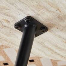 Round Coffee Table With A 70 Cm Diameter In Light Travertine Wood Look (MDF) And Black Metal Legs. Minimalist Design, Ideal For Living Rooms And Small Spaces. - Khaki - View 10