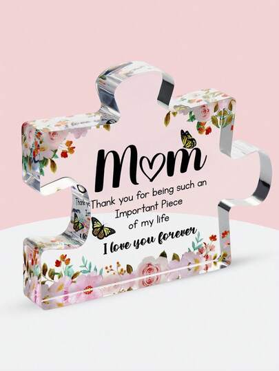 1个可爱雕刻亚克力立方体 - 儿子/女儿送给妈妈的精美礼物 - 圣诞节、母亲节、生日送给妈妈的创意礼物 - 家居装饰