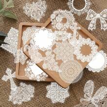 50片蕾丝图案PET贴纸，无需裁剪，优雅宫廷风格，适用于手机壳、杯子、INS风装饰等。 - 方形 - 查看 1