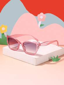 1 pieza Gafas de moda para niñas de 4 a 8 años, con marco de purpurina, material de policarbonato ligero, para uso diario y playa de verano con estuche - Multicolor - Ver 4