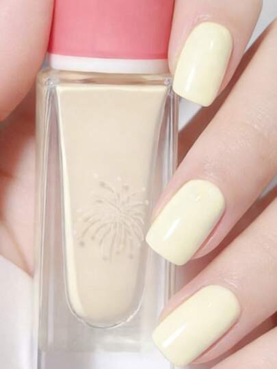 1瓶6毫升水性持久指甲油，乳白色，快干无味可撕，无需烤箱，适用于DIY和美甲沙龙，水性不剥落指甲油，适合女孩、青少年日常使用、派对、粉色调美甲，适合秋季、冬季、春季、夏季、派对、新年等节日，易于使用