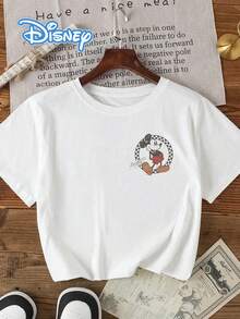1pc Disney Mickey Mouse Playful Retro Emblem Tween Boys Fun T-Shirt - Comfortable & Lightweight, Ideal For School Days And Weekend Hangouts - trắng - Xem 2