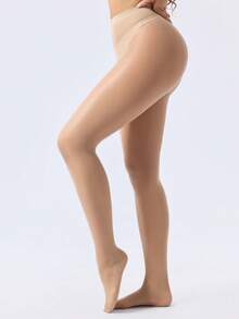 2双装 20D 女士塑形舒适透明连裤袜，柔软丝袜 - 杏色 - 查看 4