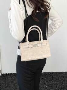 Retro Small Square Bag. New Women's Bag. Fashion Crocodile Pattern Minimalist Handbag. Shoulder Crossbody Bag - Multicolor - View 3