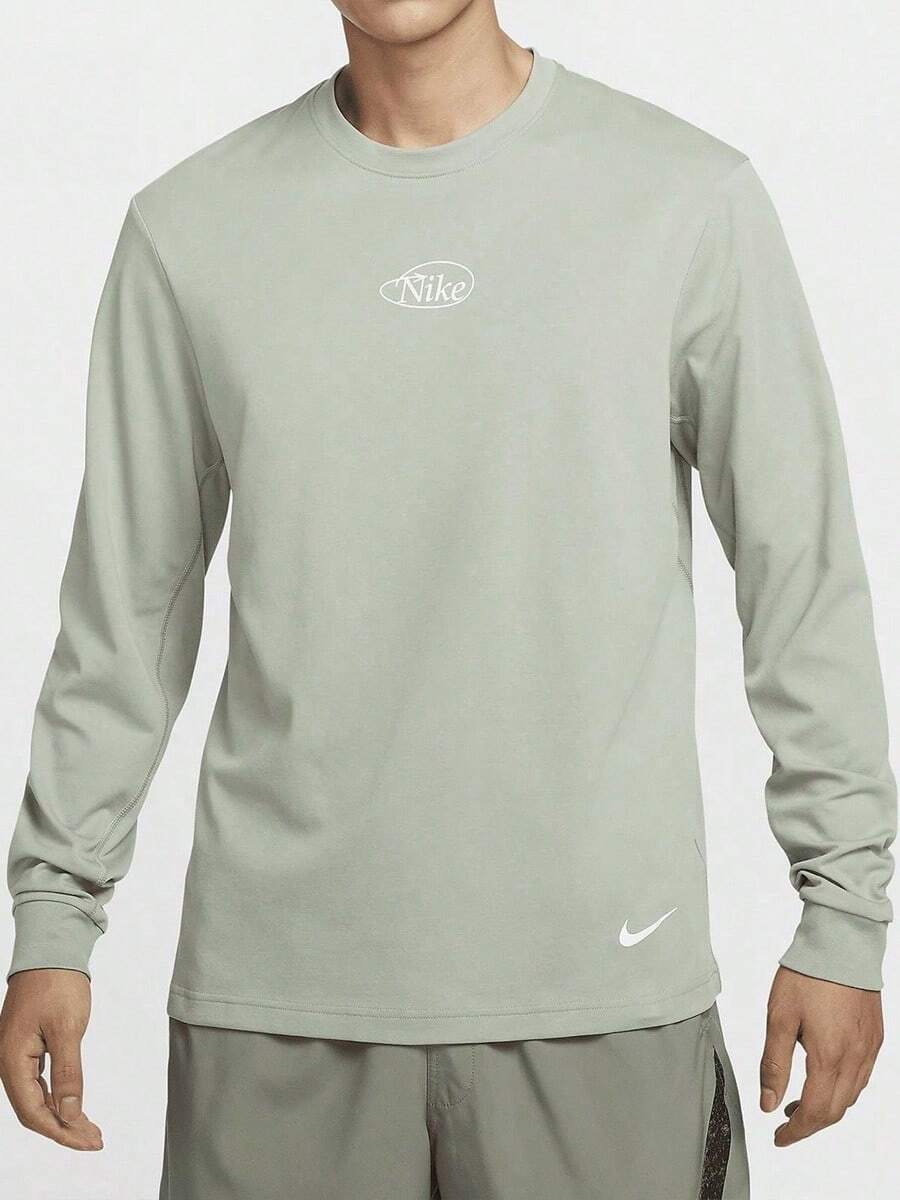 Nike PRIMARY DRI-FIT Crew Neck Long Sleeve T-Shirt, Men's, Light Green - Light Green - View 1