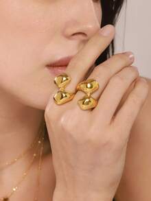 1枚18K镀金不锈钢戒指（直径略大，您可以根据平时佩戴的尺寸购买小一号的尺寸） - 銀色 - 查看 17